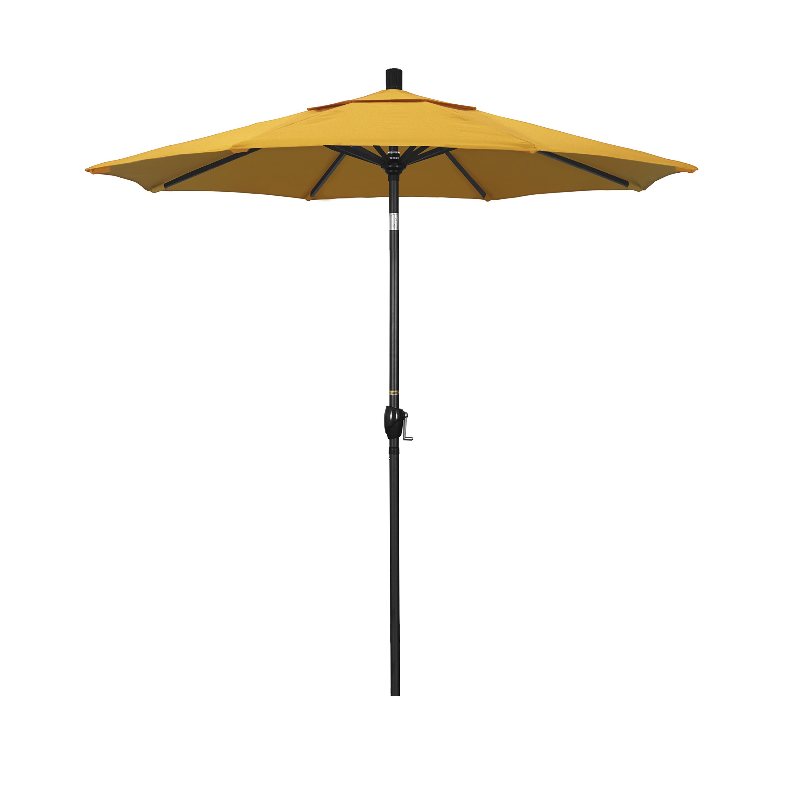7.5' Round Aluminum Market Umbrella with Crank Lift & Push Button Tilt - Pacifica Yellow Canopy & Black Pole | Outdoor Patio, Garden, Poolside, Restaurant, Cafe Use