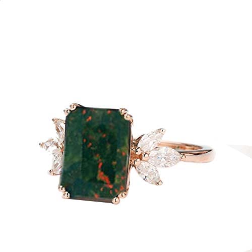 Bloodstone Ring for Women - 925 Sterling Silver Unique Engagement Gift, Custom Gemstone Ring with Tiger Eye - Elegant Pinky & Signet Ring for Her | Perfect for Weddings, Anniversaries & Special Occasions