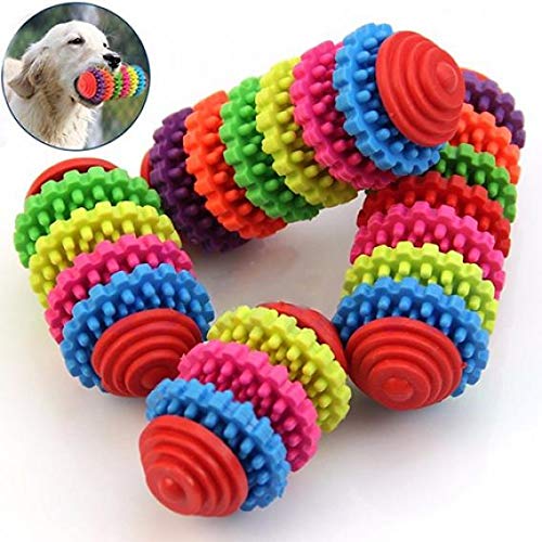 Durable Rubber Chew Toy Roller for Dogs & Puppies - Colorful Dental Teething Toy for Healthy Teeth & Gums - Perfect for Aggressive Chewers, Puppy Teething Relief & Interactive Playtime