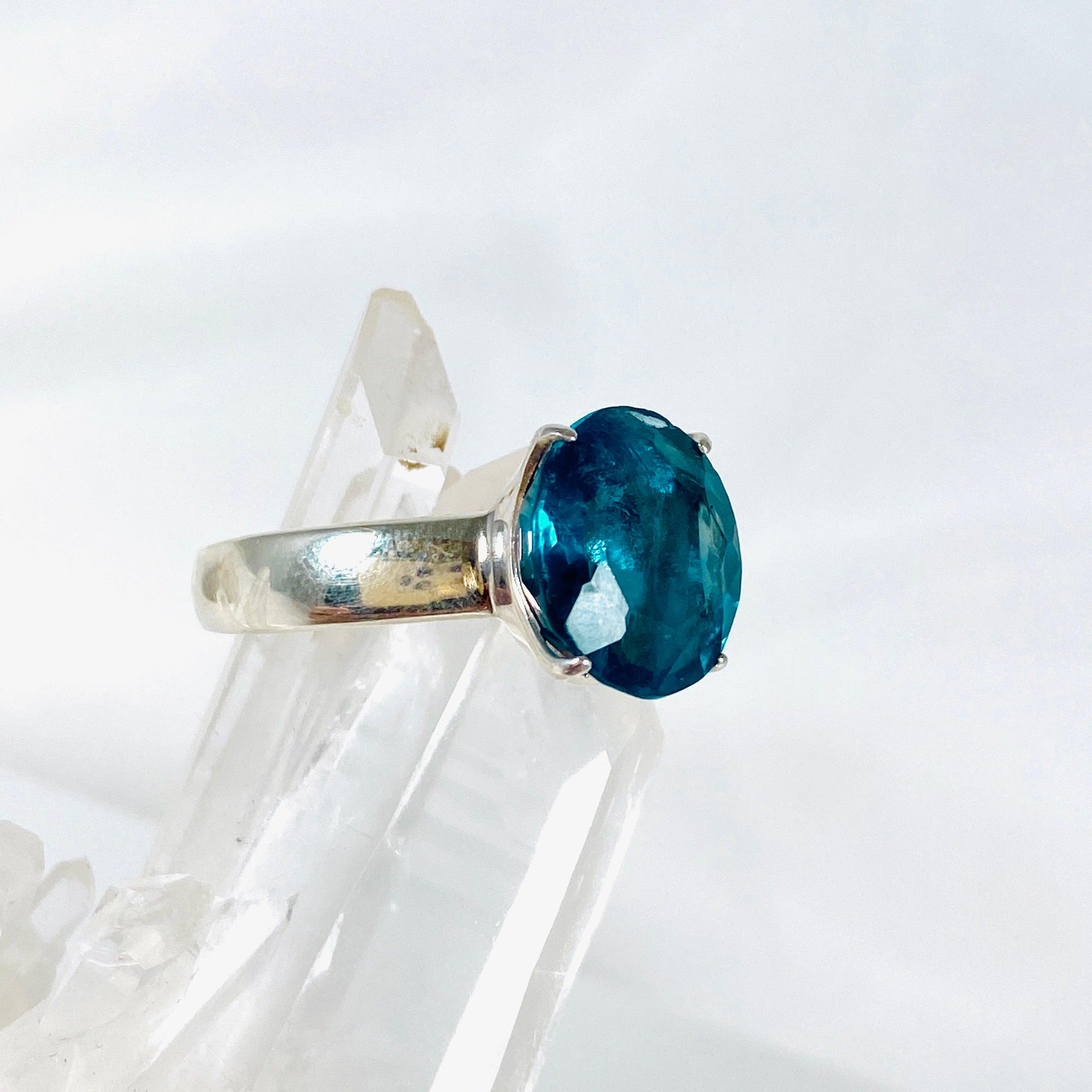 Fluorite Oval Faceted Ring - Size 9.5 - PRGJ306a - Elegant Gemstone Jewelry for Women, Perfect for Weddings, Parties & Special Occasions