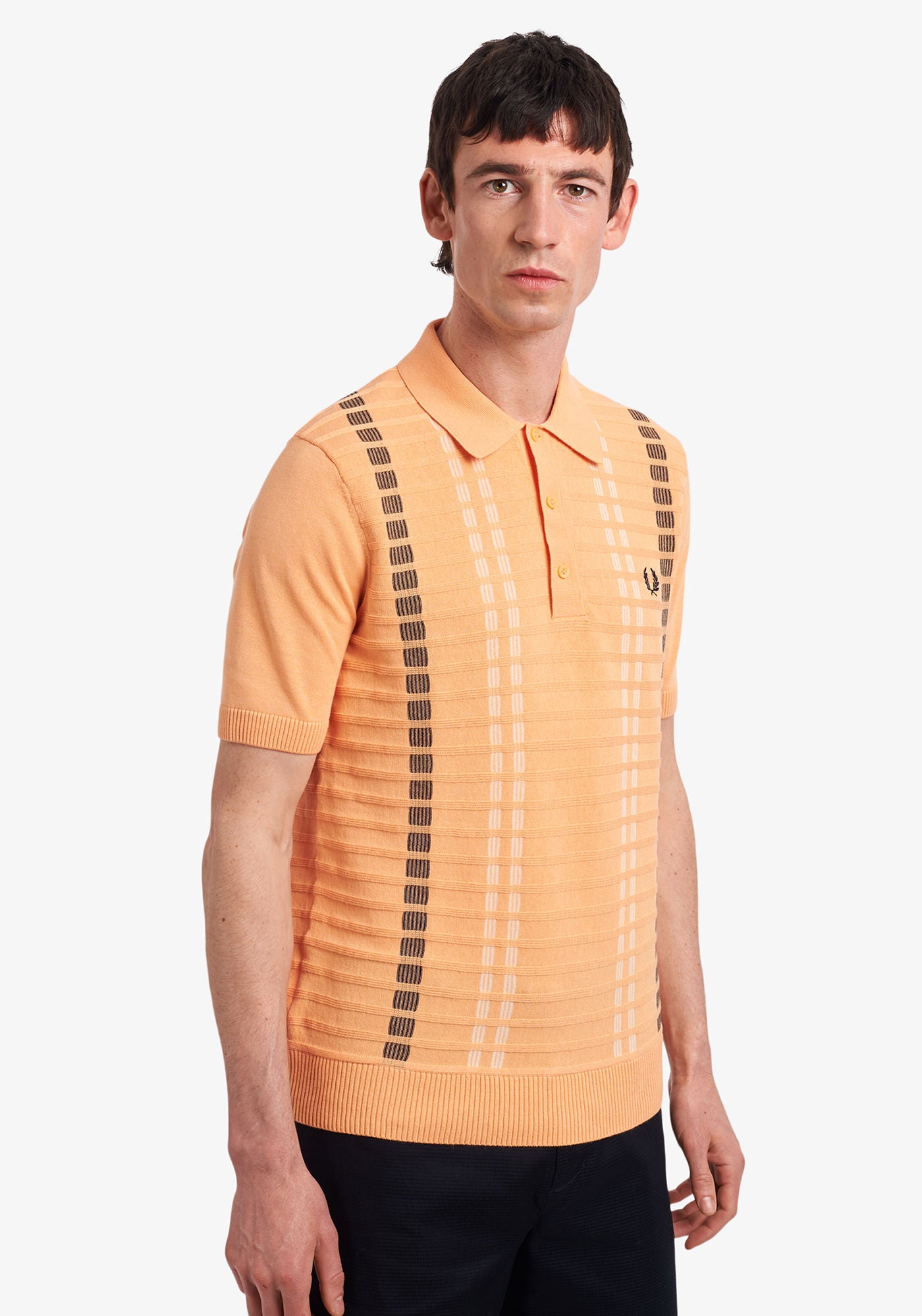 Fred Perry Men's Broken Stripe Knitted Polo Shirt - Classic Cotton Casual Wear for Golf, Office & Weekend Outings