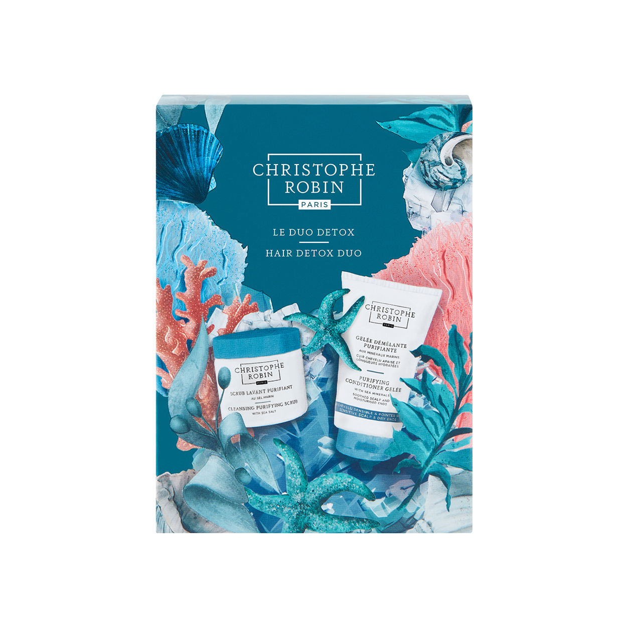 Christophe Robin Hair Detox Duo Set - Purifying Shampoo & Scalp Scrub for Deep Cleansing | Perfect for Color-Treated Hair & Scalp Buildup Removal | Salon-Quality Hair Care at Home