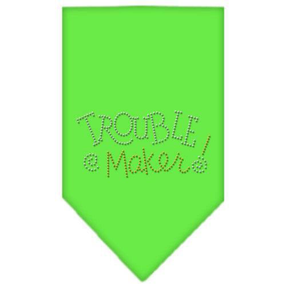 Sparkling Rhinestone Dog Bandana - 'Trouble Maker' Emerald Green Large Pet Bandana for Dogs & Cats | Perfect for Pet Birthdays, Halloween Costumes & Photo Shoots