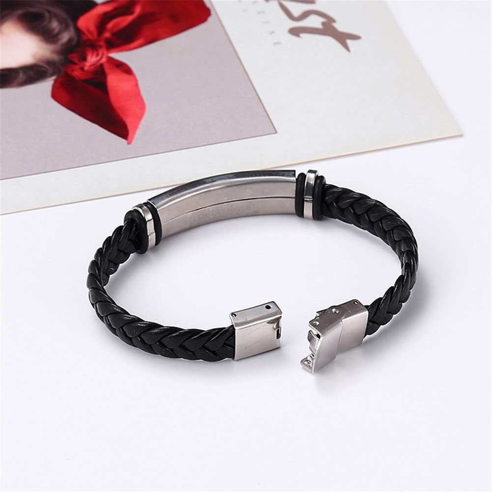 Custom Engraved Stainless Steel Medical Alert Bracelet for Men & Women - Personalized Leather Allergy SOS ID Wristband - Perfect for Diabetes, Heart Conditions & Emergency Medical Identification