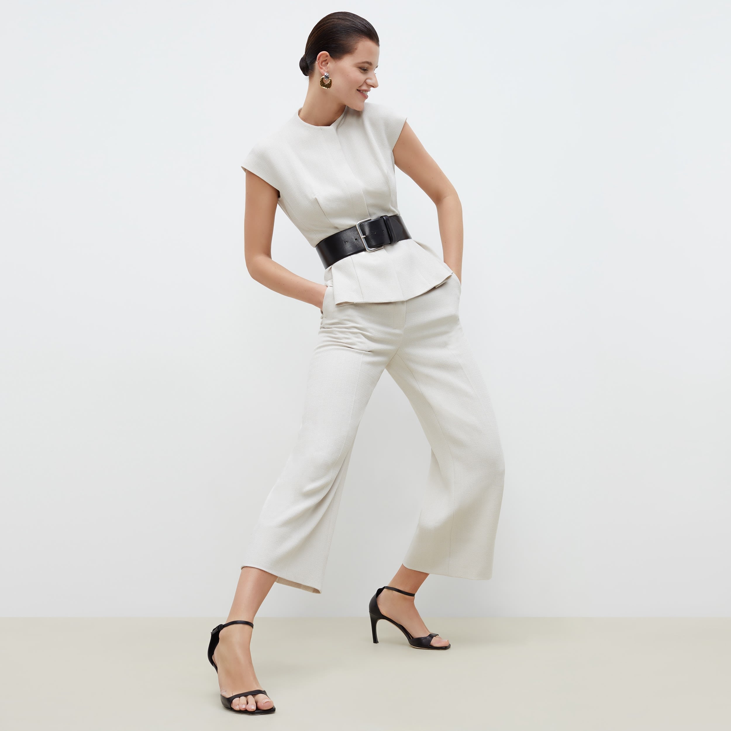 Anderson Pants - Textured Suiting Pants for Women | Premium Wool Blend Dress Pants for Office & Business Attire | Magnolia Color | Perfect for Work, Interviews & Professional Events