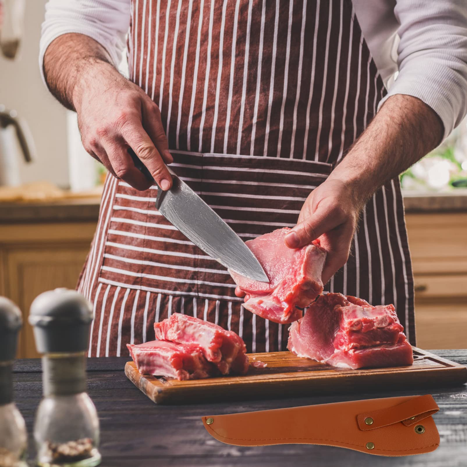 Hemoton 2-Piece Leather Knife Sheath Set - Protective Scabbard Cover for Kitchen Cutters & Knives | Durable Knife Accessories Storage Case for Home, Camping & Outdoor Use