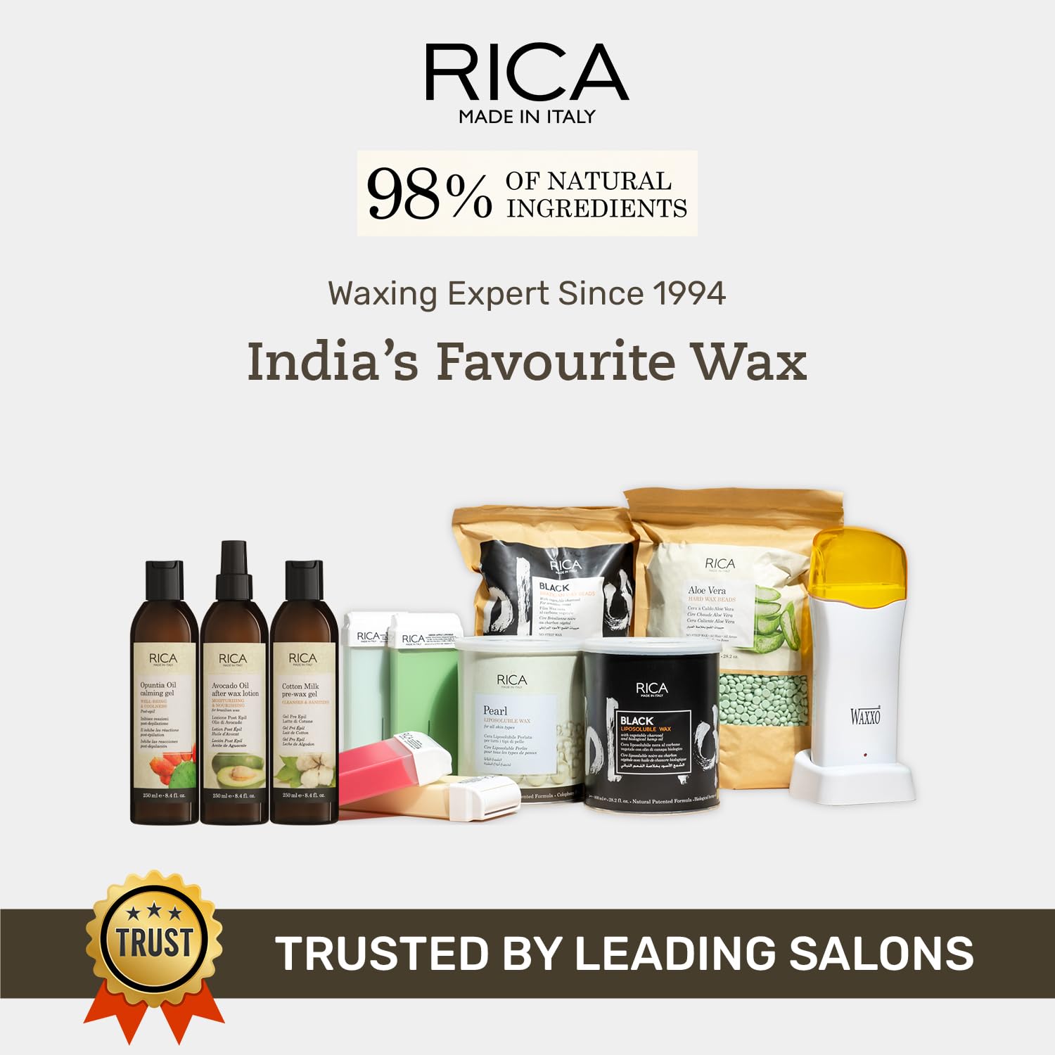 Rica White Chocolate Liposoluble Soft Wax Refill Roll-on Cartridge - 100ml Full Body Hair Removal Wax for Women | Smooth Legs, Bikini Line & Underarms | At-Home Salon Waxing Kit