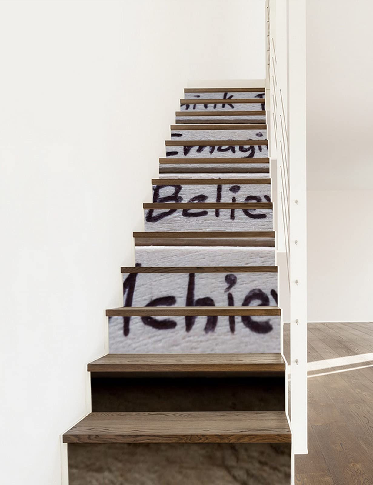 3D Self-Adhesive Removable Stair Stickers with Inspirational Quotes - Ice Cream Stick Design Vinyl Decals for Stair Risers, Kitchen Tiles & Wall Murals (13-Piece Set) - Perfect for Home Decor, DIY Projects & Motivational Spaces