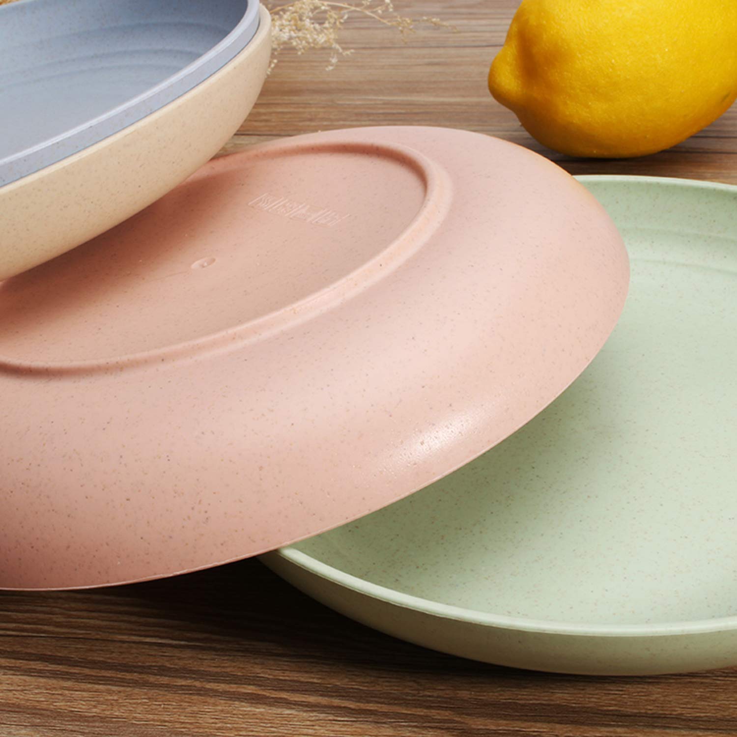 Eco-Friendly Wheat Plastic Reusable Dinner Plates - 10 Inch, 4 PCS Set for Camping, Outdoor, Kitchen & Dorm - Microwave & Dishwasher Safe, Unbreakable, Lightweight - Perfect for Picnics, BBQs, Parties & Everyday Use