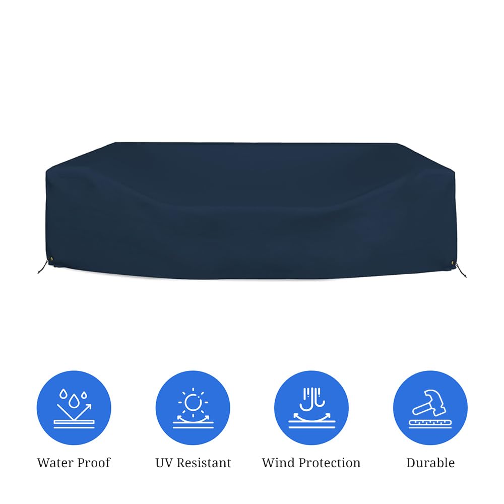 Heavy Duty 12 oz Waterproof Outdoor Patio Sectional Sofa Cover - Durable Furniture Protector with Air Pockets & Drawstring for Table & Chair Set (136