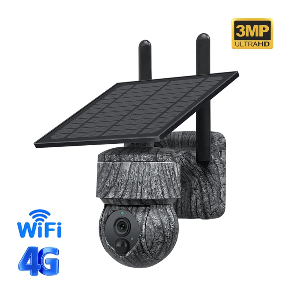 HUPYOMLER 3MP 4G SIM Solar PTZ Security Camera - Wireless Outdoor IP Camera with Solar Panel, Two-Way Audio, Night Vision & Easy Installation - Ideal for Home Security, Farm Monitoring, and Business Surveillance