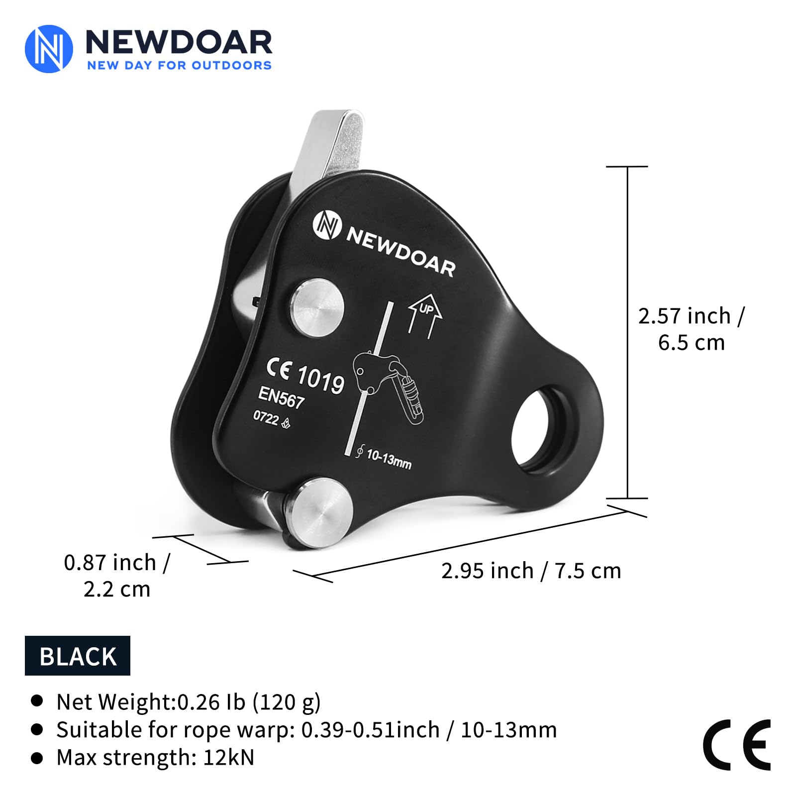 NewDoar Rope Grab Ascender - Adjustable Rope Clamp for Rock Climbing, Rescue & Safety Gear - Perfect for Outdoor Adventures, Caving & Emergency Situations