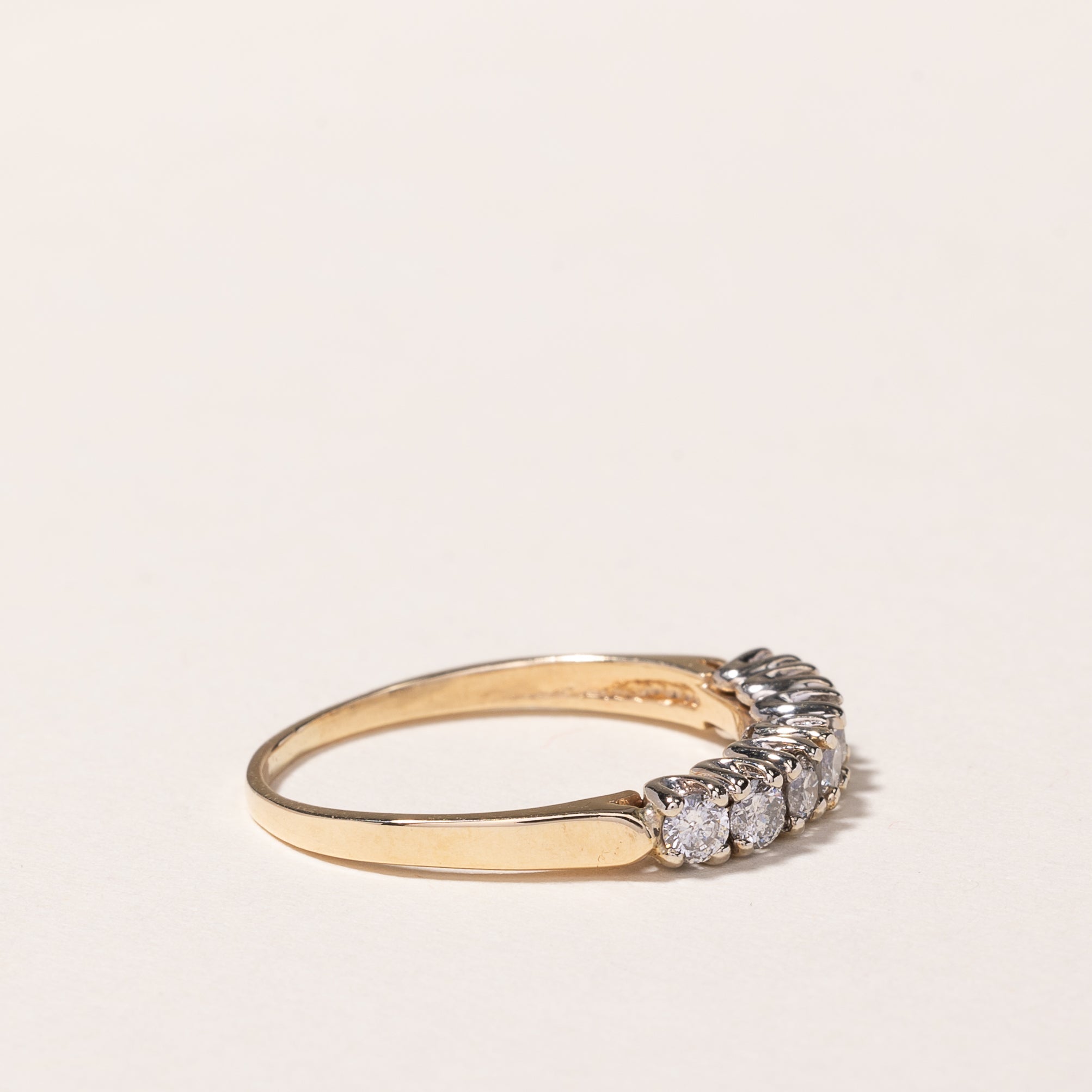 14K Yellow Gold Single Row Diamond Ring - 0.42 Carat Total Weight (CTW) | Size 8.5 | Elegant Wedding Band, Anniversary Gift for Her, Promise Ring for Women
