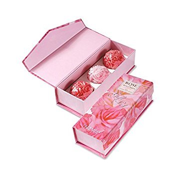 Bulgarian Rose Shaped Soap Gift Set - 3 Handmade Rose Soap Bars for Luxury Bath, Spa, & Romantic Gifts