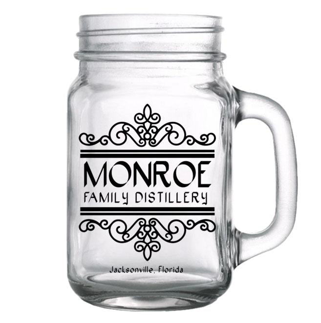 Personalized 16oz Mason Jar with Handle - Custom Calligraphy Design - Perfect for DIY Gifts, Wedding Favors & Home Decor