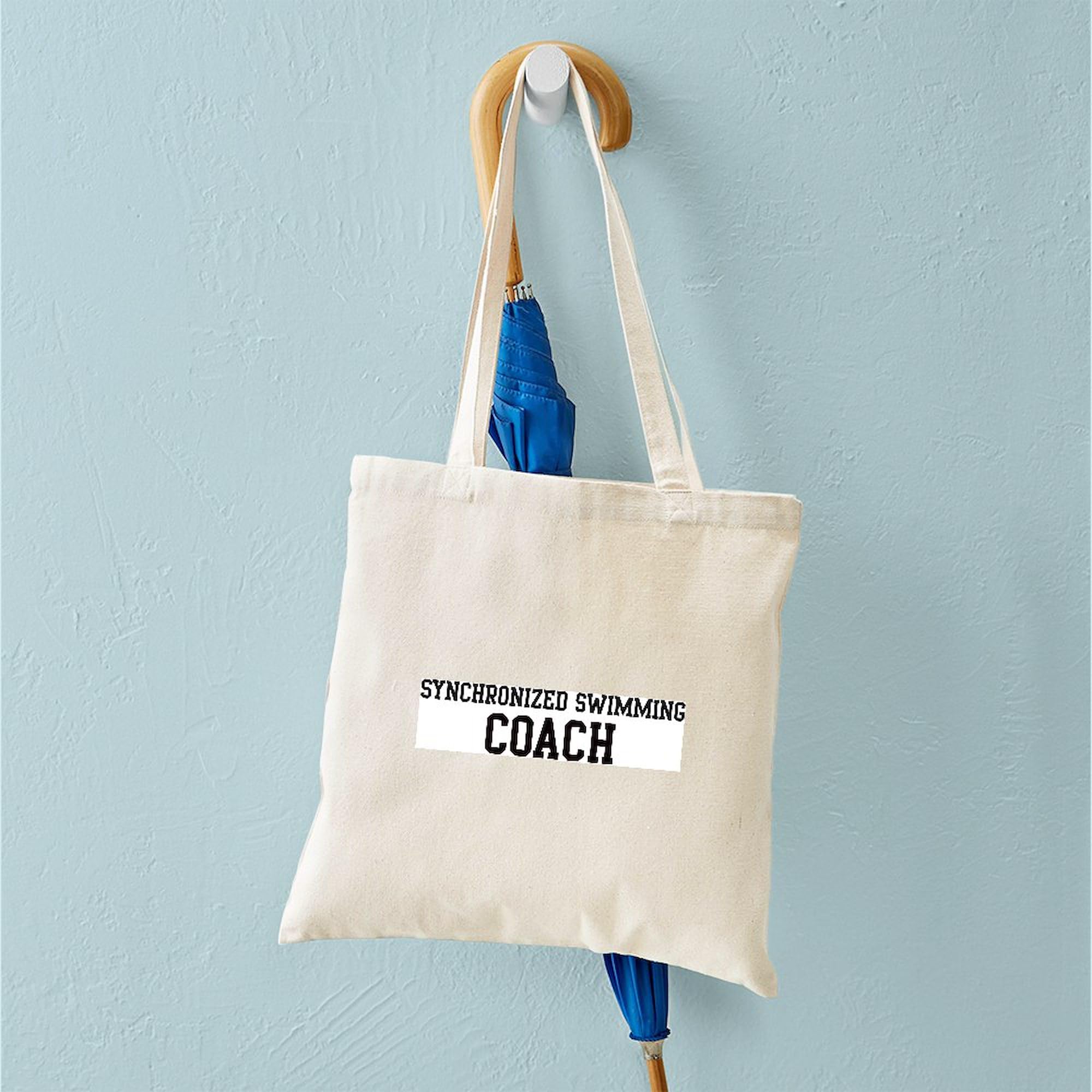 Synchronized Swimming Coach Tote Bag - Natural Canvas Reusable Shopping Bag for Coaches, Athletes & Fans | Perfect for Swim Meets, Practice & Groceries