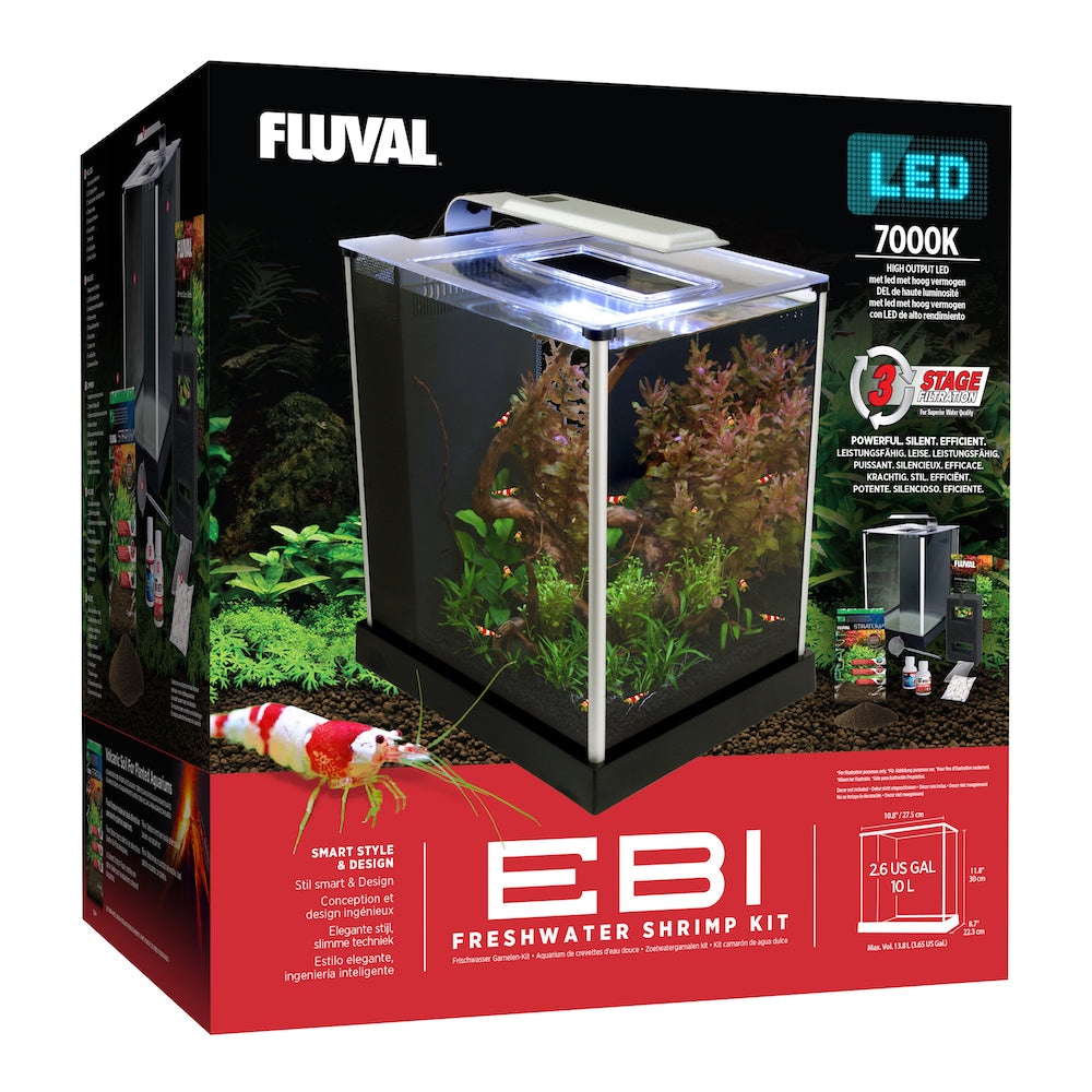 Fluval EBI Shrimp Aquarium Kit 2.6 Gallon - Complete Nano Tank Setup for Freshwater Shrimp | Perfect for Home, Office & Classroom Aquatic Displays