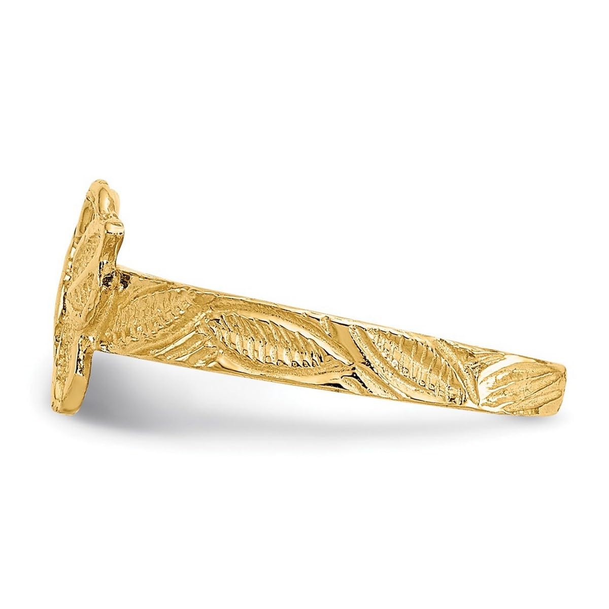 14K Yellow Gold Textured Polished Butterfly Angel Wings Toe Ring for Women - Elegant Foot Jewelry for Beach, Summer & Special Occasions