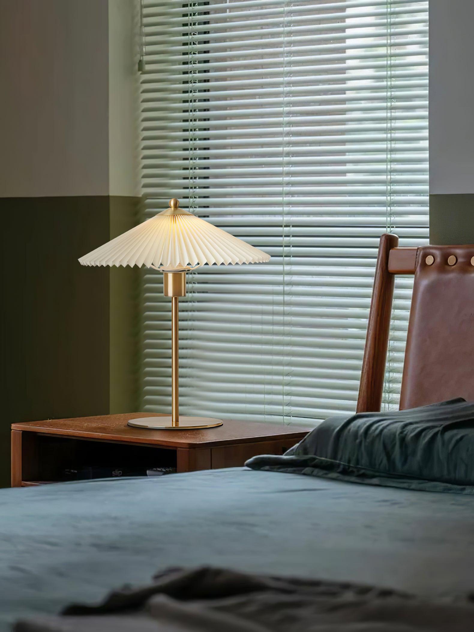 Perla Pleated Table Lamp - Modern Bedside & Living Room Lighting for Home Decor - Soft Glow Accent Light for Bedroom, Office, or Study