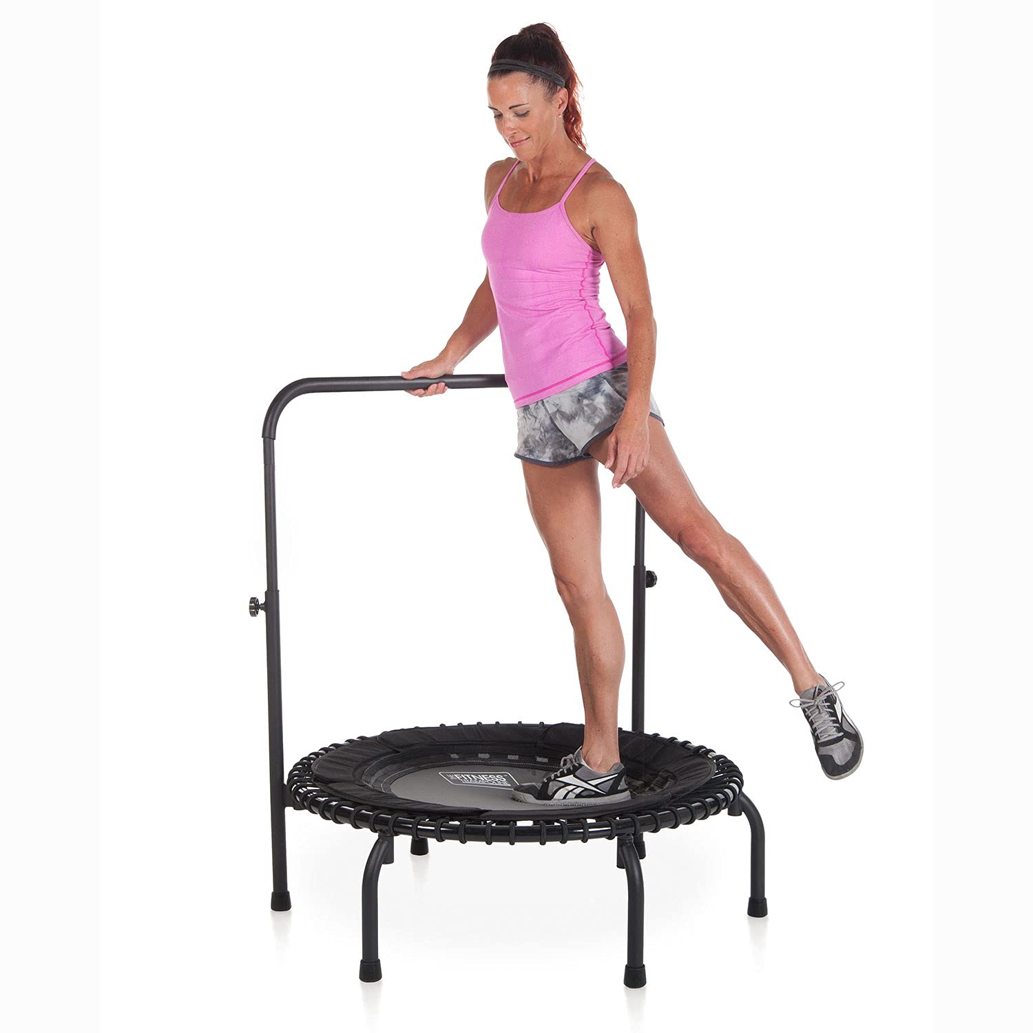 JumpSport 39 Inch Fitness Trampoline for Adults - Heavy Duty Rebounder with Adjustable Handlebar (Model 250) - Home Gym Exercise Equipment for Cardio Workout, Weight Loss & Indoor Fitness Training