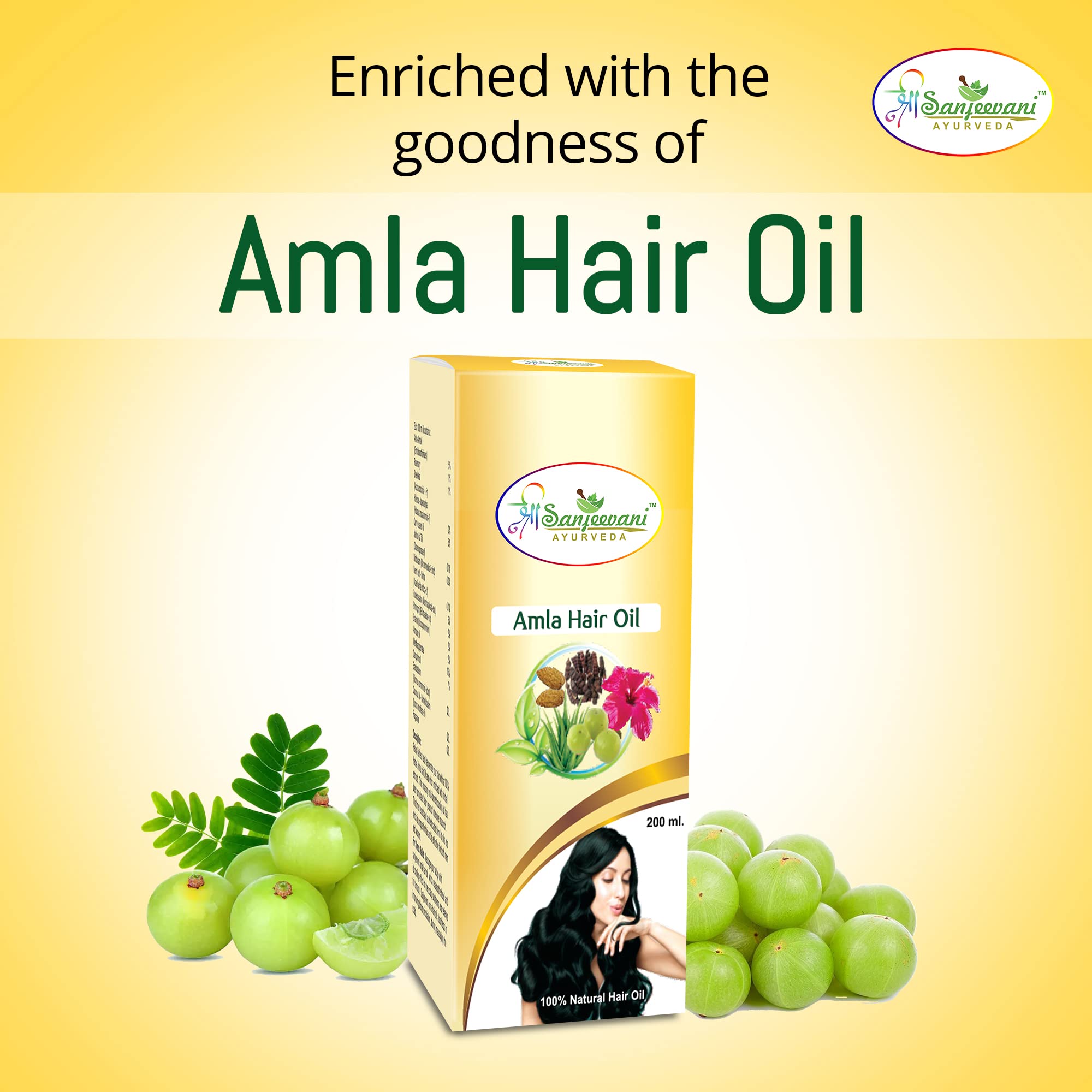 SHREE SANJEEVANI AMLA HAIR OIL - 100% Natural Ayurvedic Hair Growth Treatment for Dry, Damaged Hair - Promotes Thickness & Shine - Perfect for Daily Scalp Massage & Hair Care Routine
