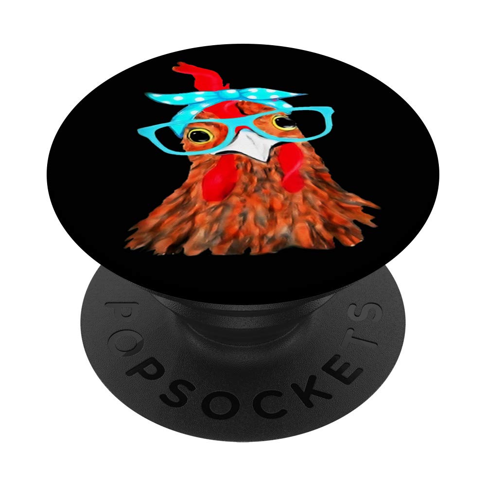 Cute Chicken with Bandana Headband and Glasses PopSockets Swappable PopGrip - Fun Phone Grip Stand for iPhone, Samsung & Smartphones - Perfect Gift for Pet Lovers & Animal Enthusiasts