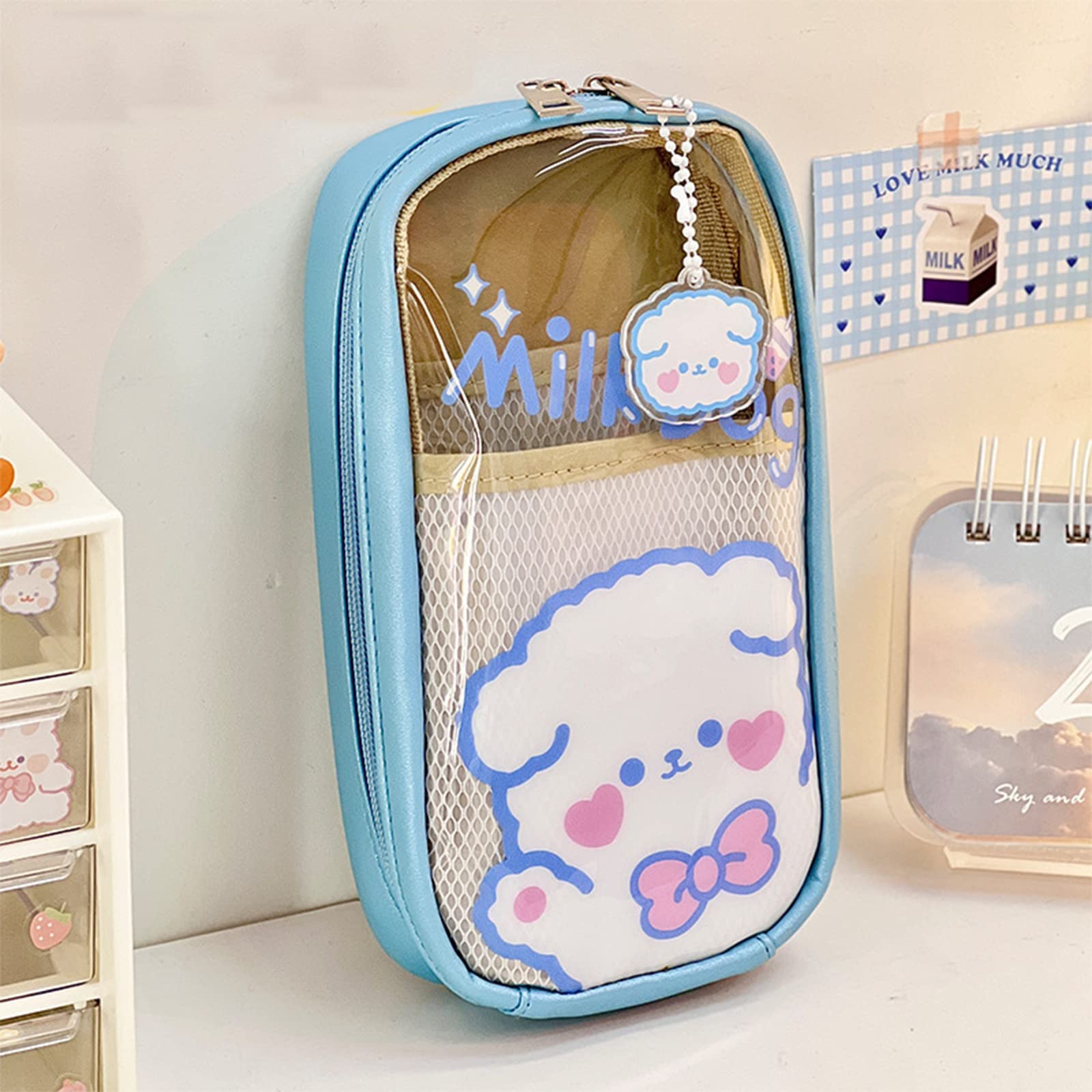 Kawaii Blue Puppy Pencil Case for Girls - Cute School Supplies for Teens, Perfect for School & Office Use