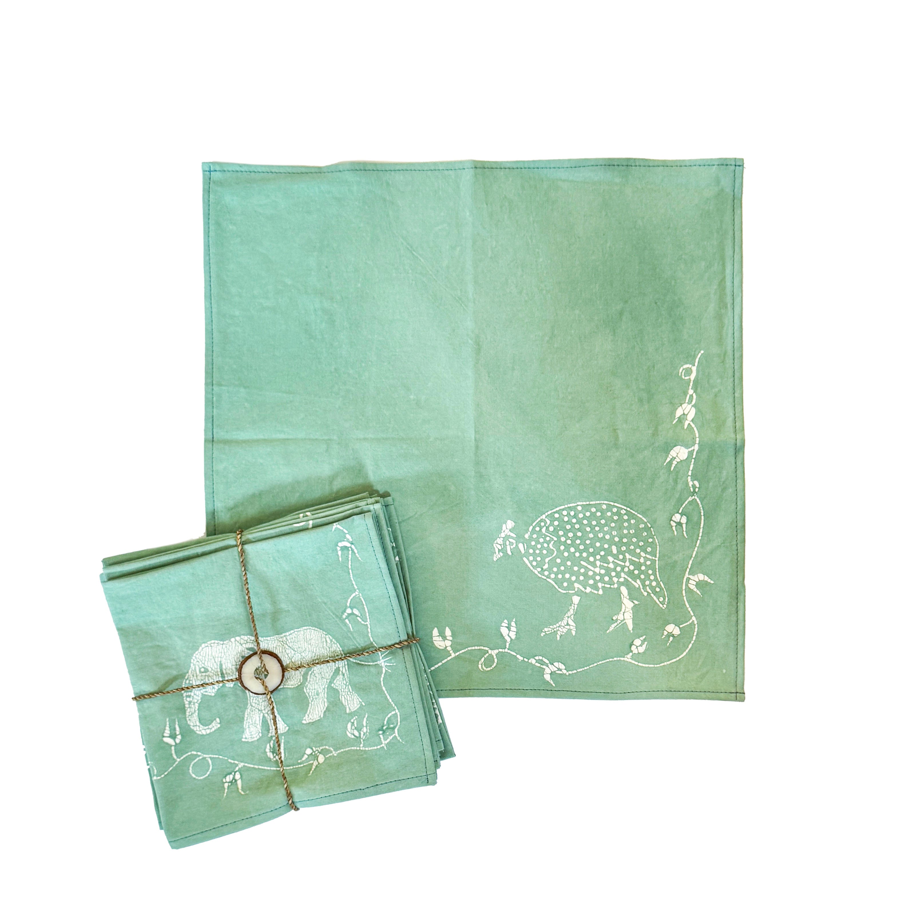 Zobisika Wild Animals Paper Napkins - Light Aqua Color for Kids Birthday Parties, Baby Showers & Themed Events
