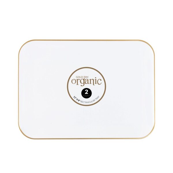 Premium 8x11 Inch Organic White & Gold Rectangular Serving Platter Set of 2 - Elegant Appetizer Tray for Weddings, Parties & Holiday Entertaining