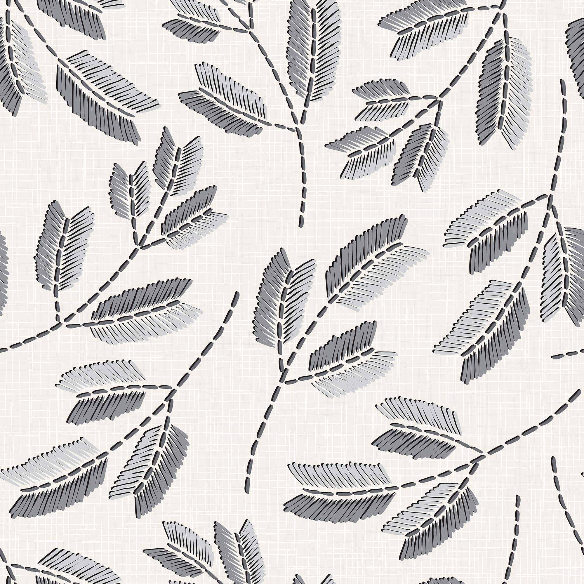 Grey Leaves Peel and Stick Removable Wallpaper - Self-Adhesive Decorative Wall Covering for Bedroom, Living Room, and Office Decor