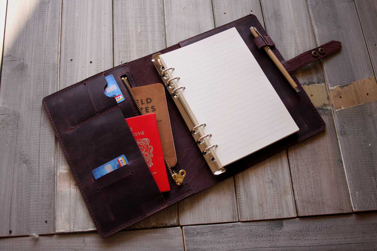 Vintage Purple Leather A4 Large Refillable Journal - Premium Writing Notebook for Work, School & Travel - Perfect Gift for Writers & Professionals