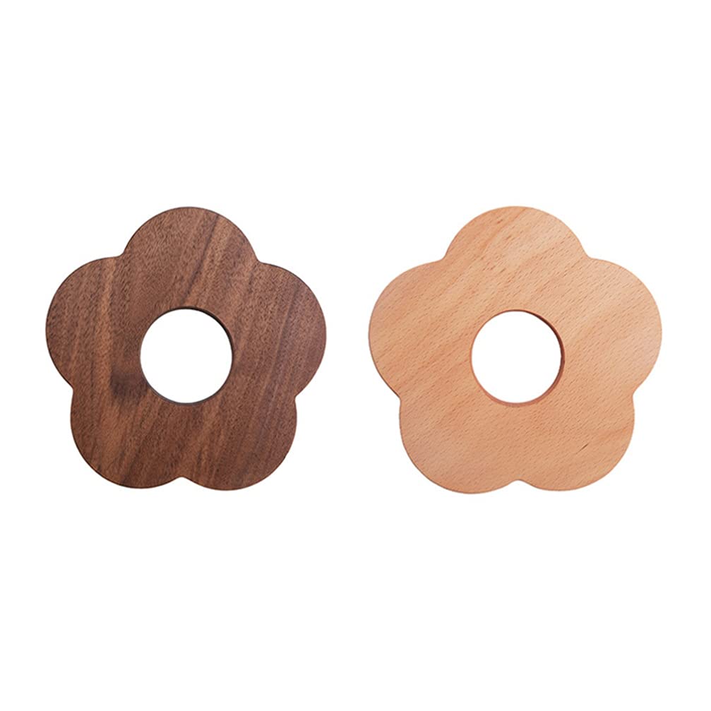 Premium 2-Pack Solid Wood Heat Insulation Coasters - Non-Slip Round Cork Trivets for Hot Pots, Mugs & Plates | Decorative Kitchen Hot Pads, Cup Coasters & Place Mats | Perfect for Coffee Tables, Dining Sets & Home Decor