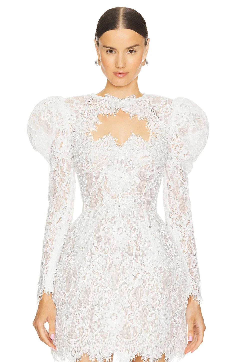 2024 New Autumn White Lace Long Sleeve Bodycon Mini Dress for Women - Elegant Party, Birthday Celebration & Date Night Outfit (Perfect for Cocktail Parties, Romantic Dinners & Special Occasions)