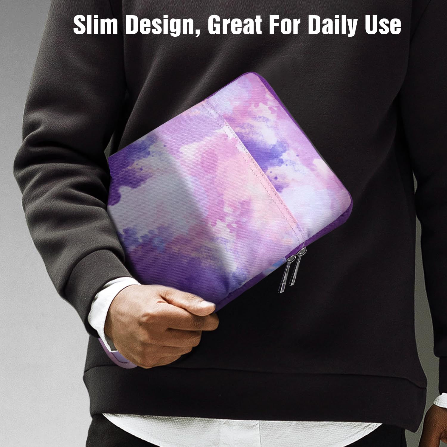 TiMOVO 9-11 Inch Tablet Sleeve Case - Compatible with iPad 10.2 (2021-2022), iPad Air 5/4, iPad Pro 11 (2024), Galaxy Tab S9/S8/A8/A7 - Protective Pouch with Smart Keyboard Fit - Watercolor Purple - Perfect for Travel, Work & School