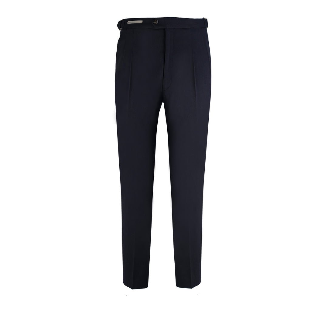 Corneliani Pleated Side Adjustable Dress Pants in Navy Blue - Perfect for Business Casual & Office Wear