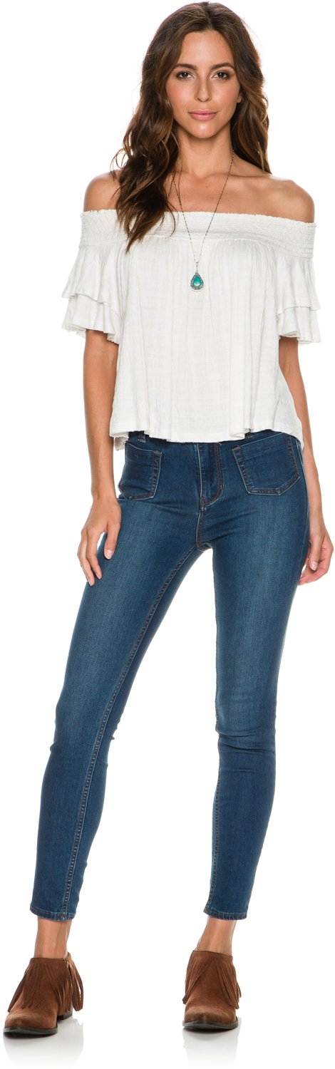 Free People Women's 28 Denim Blue Jeans - High Waist Skinny Jeans for Women, Comfortable Stretch Denim Pants - Perfect for Casual Wear, Office & Date Night