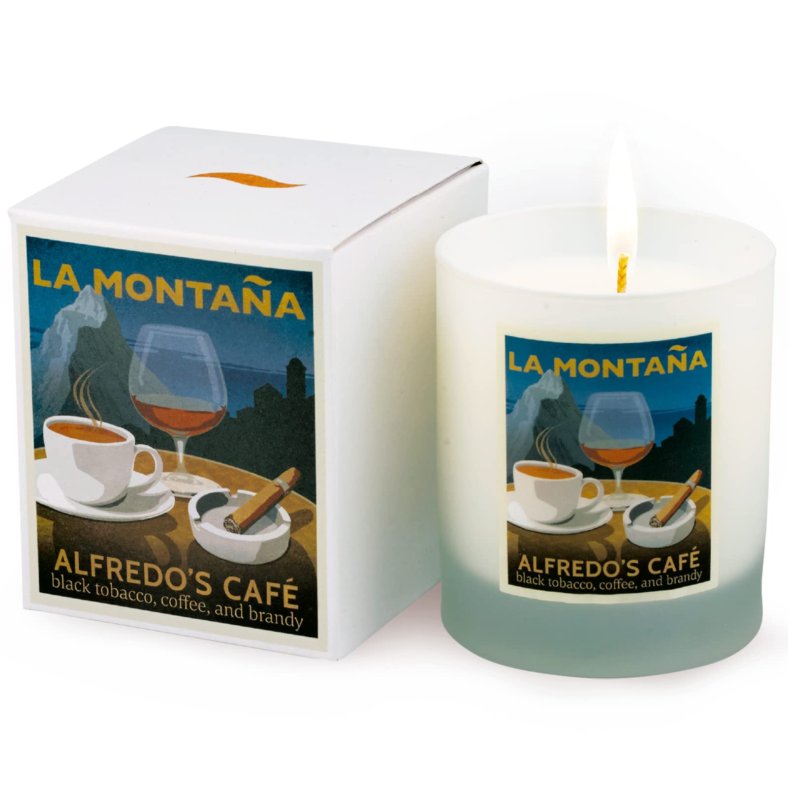 Alfredo’s Café Luxury Scented Candle - Natural Wax, Coffee, Brandy, Tobacco & Leather Aromas - Spanish-Inspired Home Fragrance for Relaxation, Romantic Dinners & Cozy Evenings