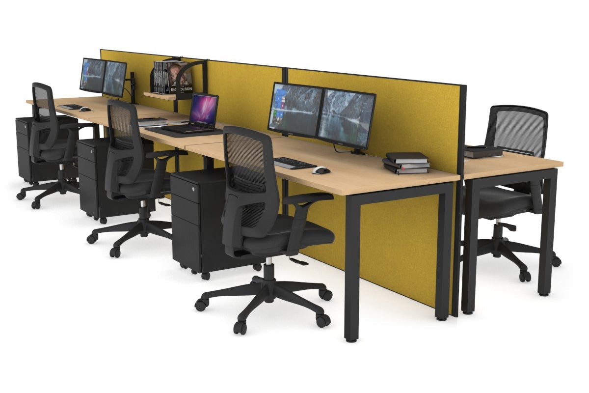 Horizon Quadro 6p Bench Square Legs Office Workstation [1800L x 700W] - Durable Modern Office Desk for Workspace & Home Office Setup