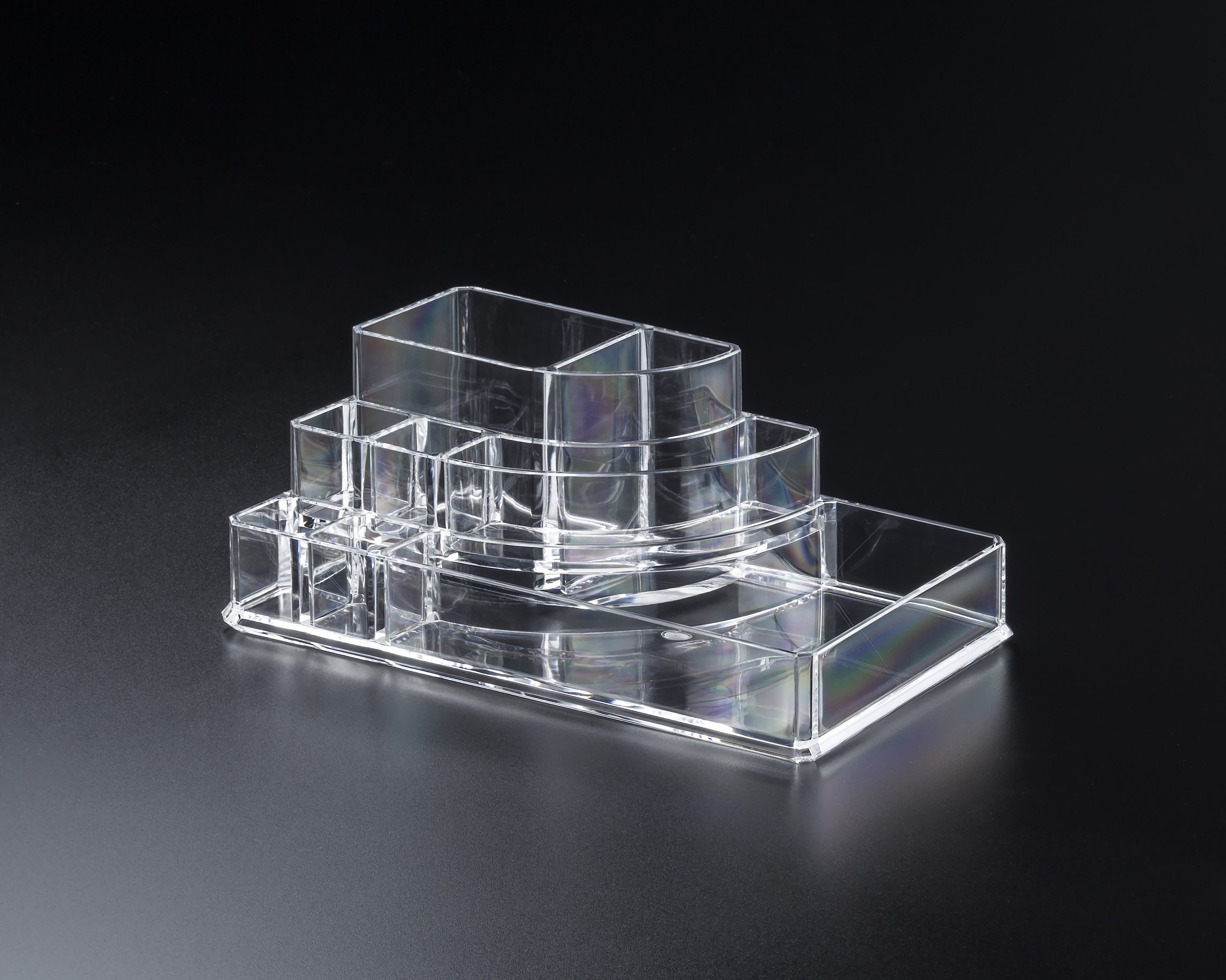 Clear Acrylic Cosmetic Organizer - Travel Makeup Storage Case with Adjustable Dividers for Lipstick, Brushes & Skincare | Perfect for Vanity, Bathroom & On-the-Go Organization