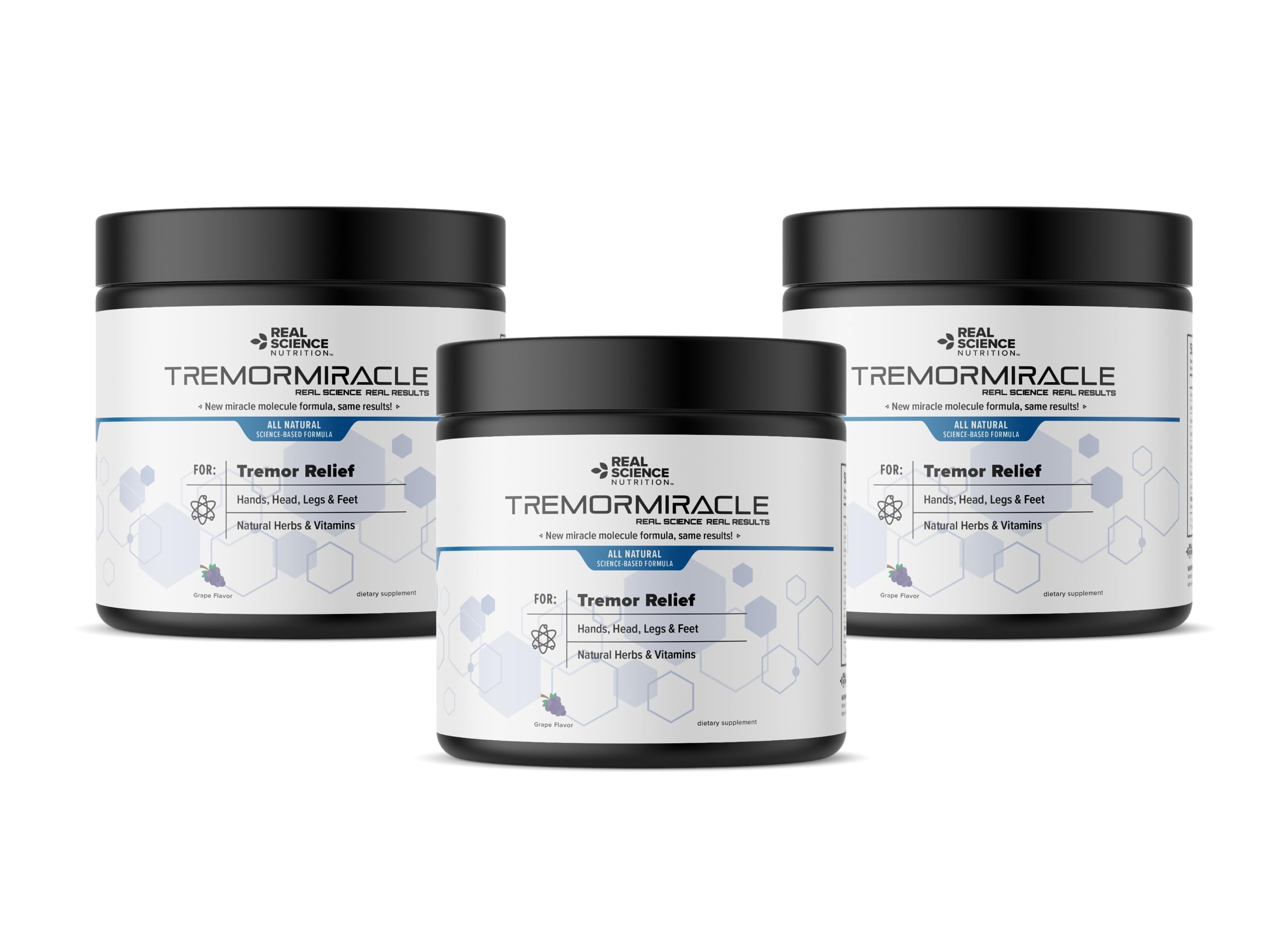 Tremor Miracle - Natural Herbal Supplement for Essential Tremor Relief in Hands, Legs, Feet & Head - Grape Flavor Powder (13.4 Oz) - Supports Daily Activities & Nervous System Health - Ideal for Work, Travel & Social Situations