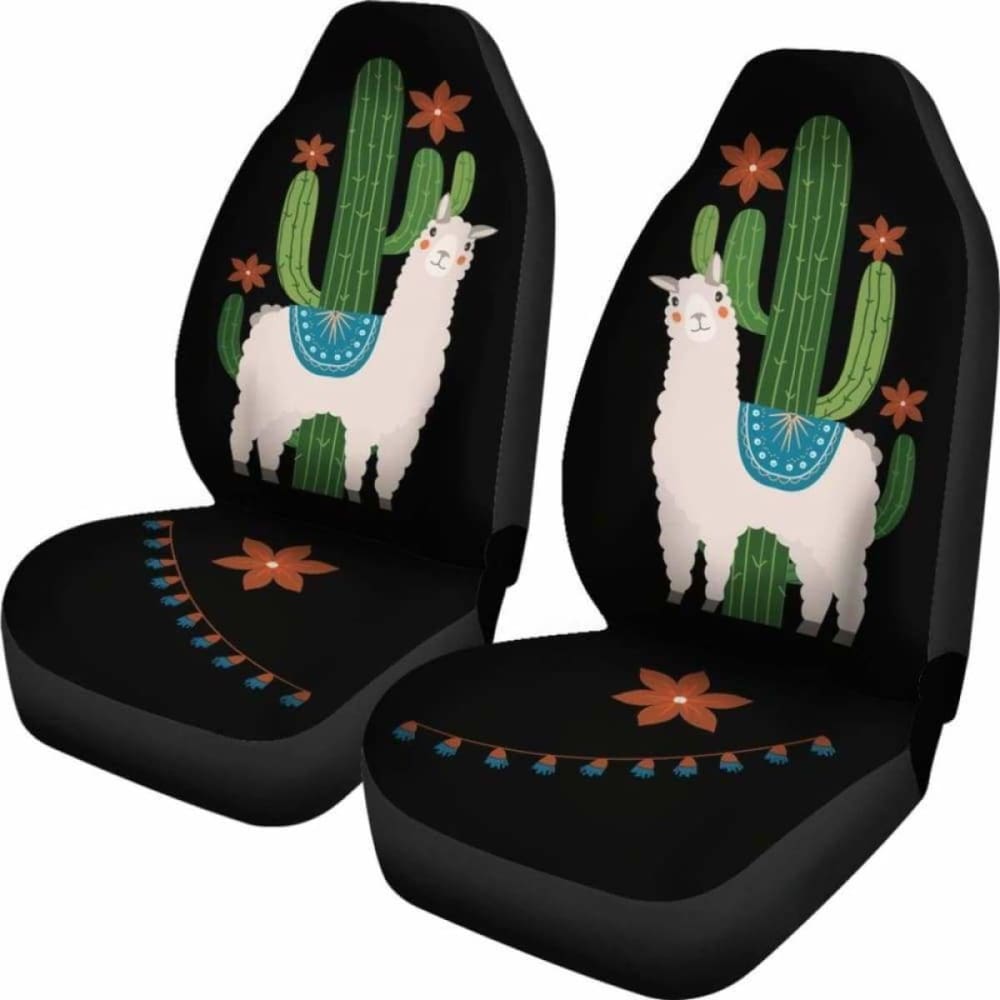 Premium Alpaca Car Seat Covers - Bohemian Hippie Style with Cactus & Floral Pattern (Model 105905) | Soft & Durable Protection for Cars, SUVs & Trucks