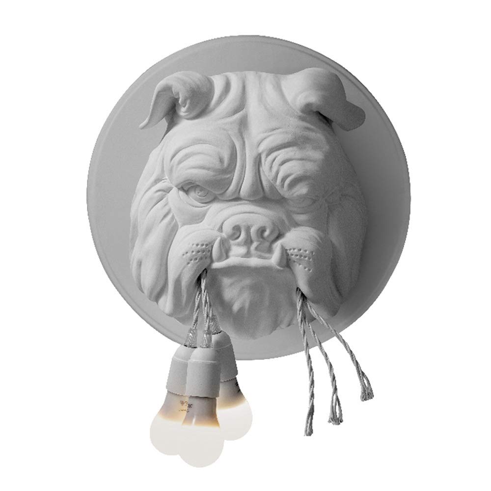 Modern Resin Bulldog Wall Lamp - 3-Light Nordic Gray/White Animal Wall Sconce, Industrial Loft Bedroom Lighting, E27 Bulb Fixture for Home Decor - Perfect for Bedside Night Light & Living Room Wall Art
