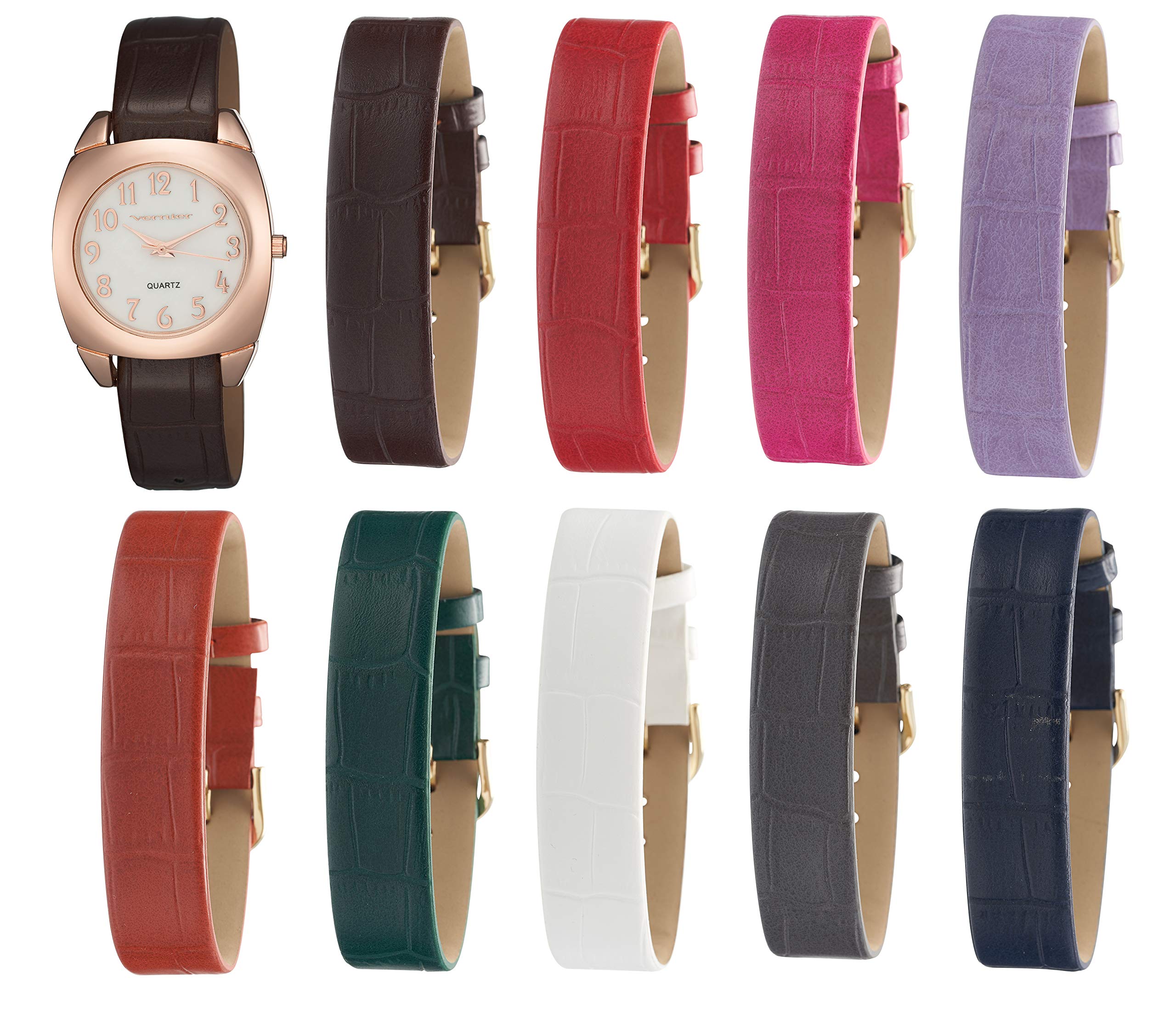 Vernier Women's Round Case Mother of Pearl Dial Watch with 10 Interchangeable Straps (VNR66657) - Perfect for Everyday Wear, Office & Special Occasions