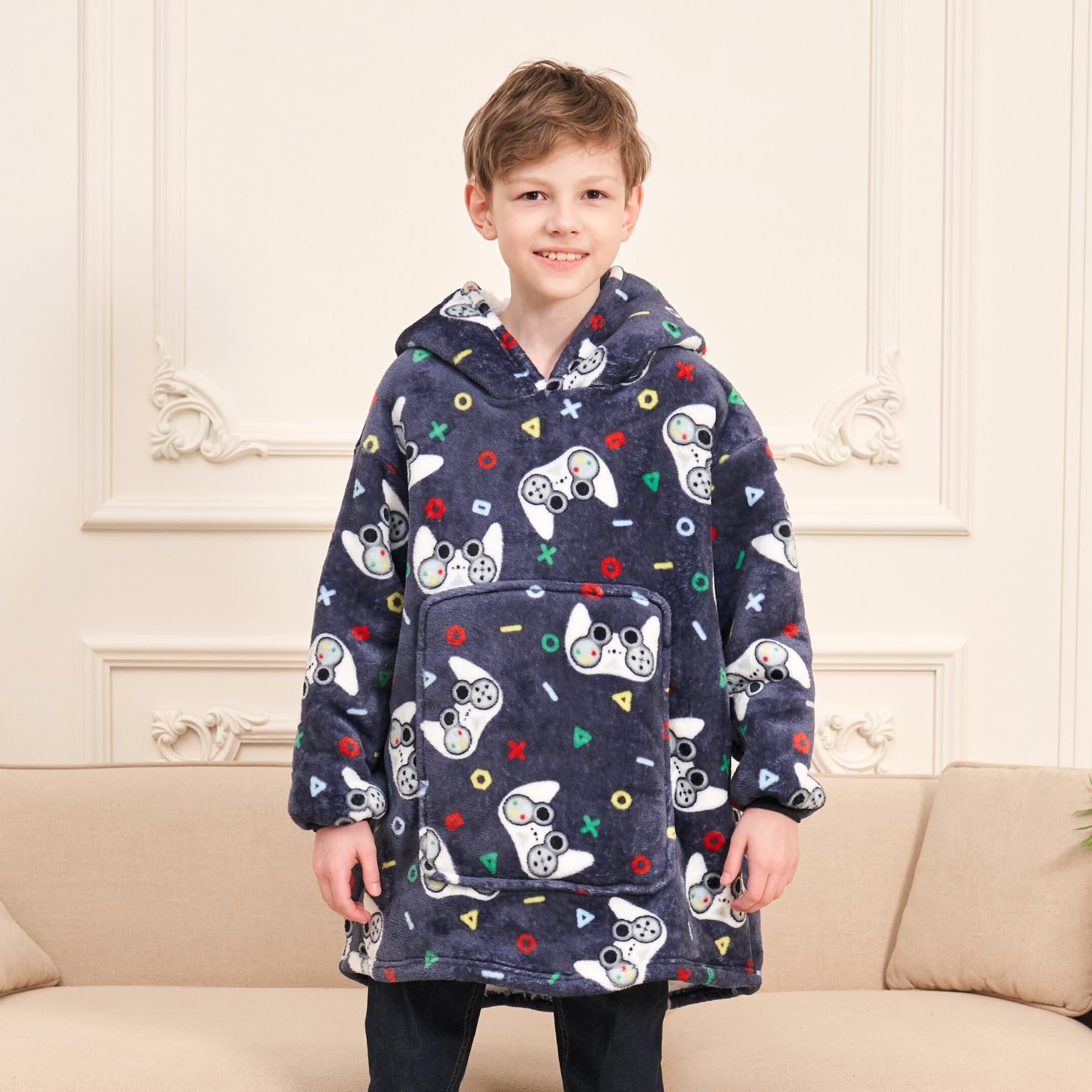 Boys Gamer Oversized Hoodie - Warm Fleece Hooded Sweatshirt for Kids | Comfortable Gaming & Casual Wear for Boys