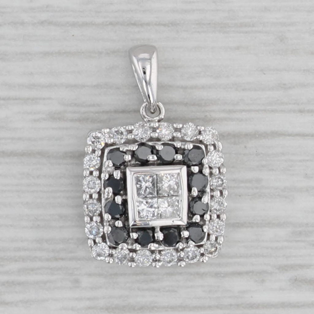 0.50ctw Black & White Diamond Pendant Necklace - 10k White Gold Small Drop Pendant for Women - Perfect for Anniversary, Birthday & Valentine's Day Gifts