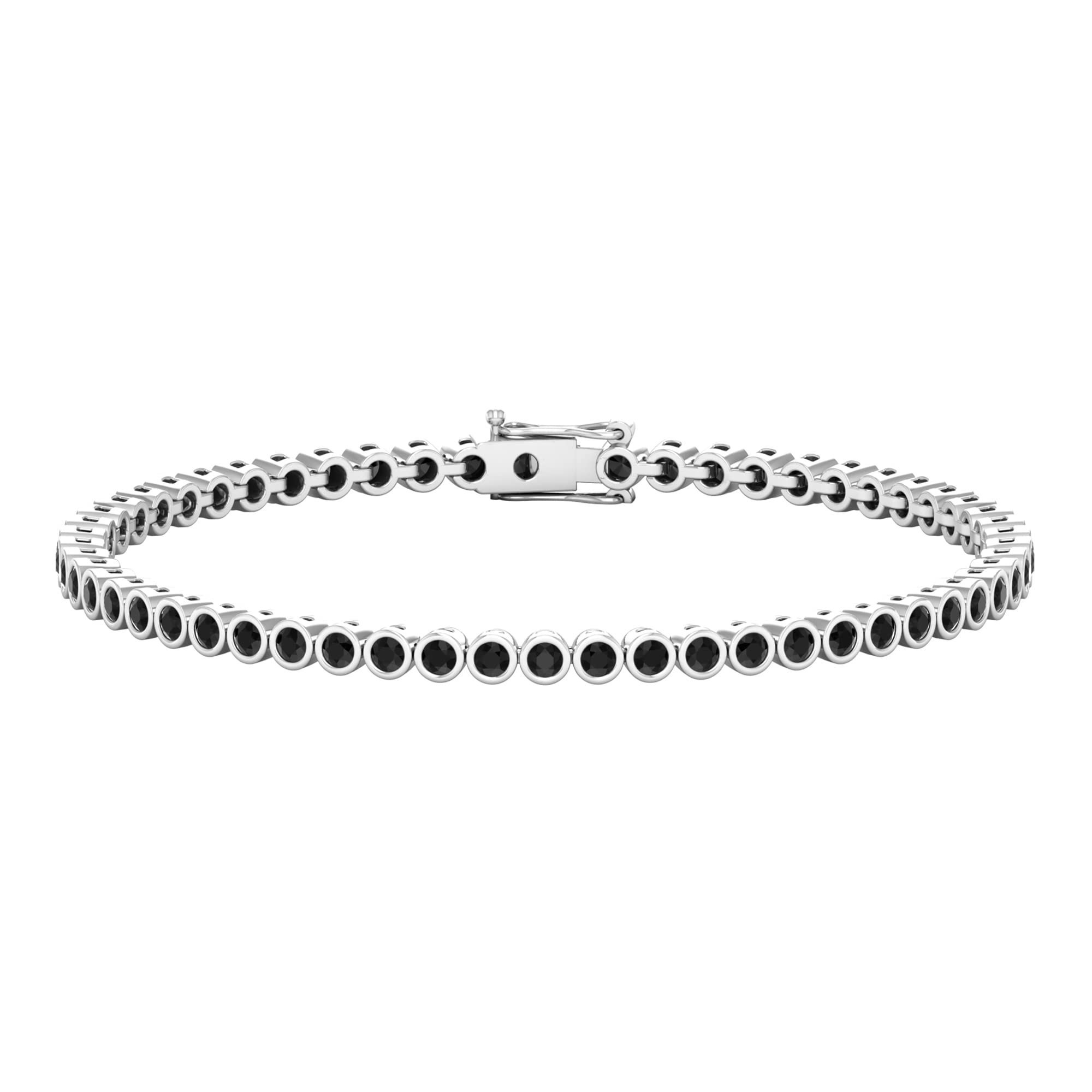 2.25 CT Black Diamond Tennis Bracelet - 14K Solid Gold Bezel Set Unisex Jewelry with Box Tongue & Safety Clasp | Perfect for Weddings, Anniversaries & Special Occasions