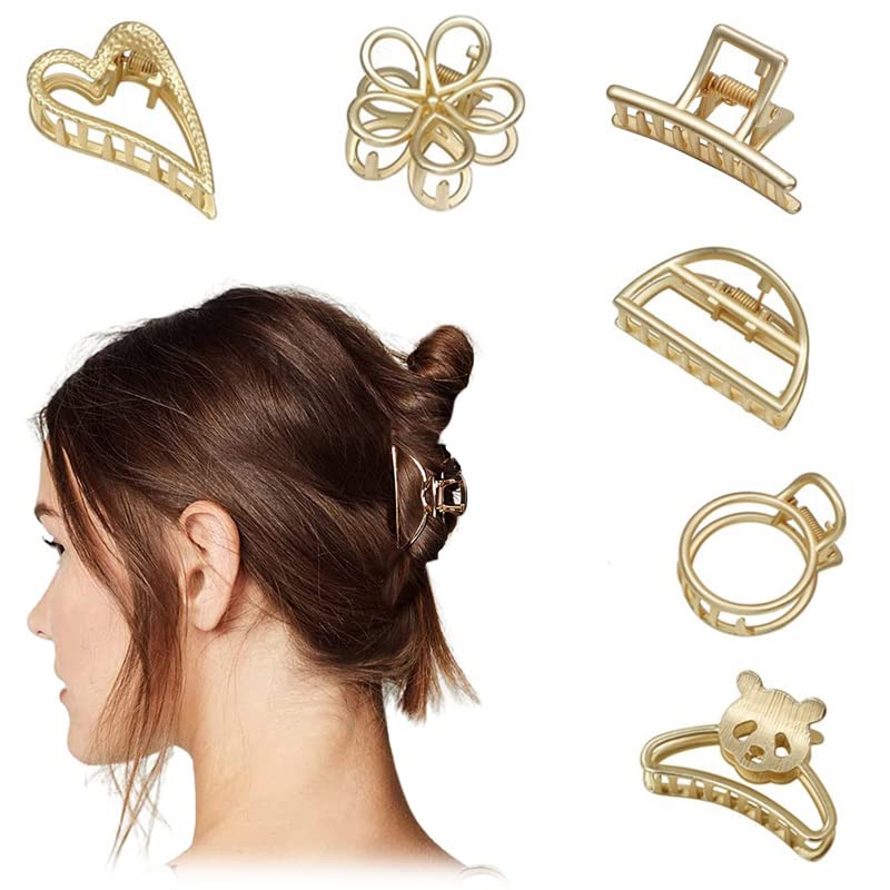 STYLEDOSE 8-Pack Gold Metal Hair Clips for Women & Girls - Medium Size Hair Clutchers, Stylish Hair Accessories for Everyday Use, Party, Wedding & Gifts