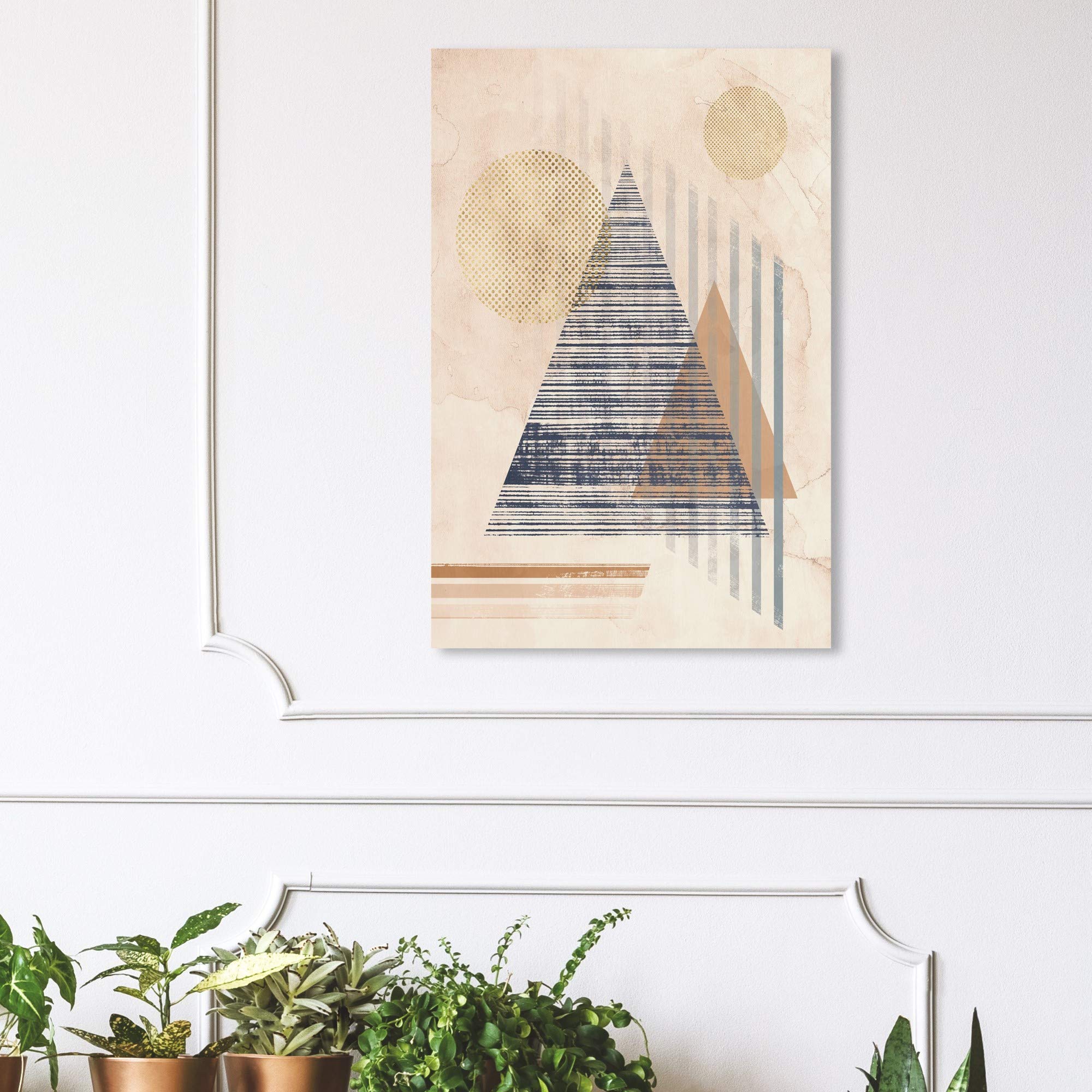 Wynwood Studio Abstract Wall Art Canvas Print 'Deltascape Earth' - Modern Geometric Home Decor Painting 24x36 Inches in White & Blue - Perfect for Living Room, Bedroom or Office Wall Decoration