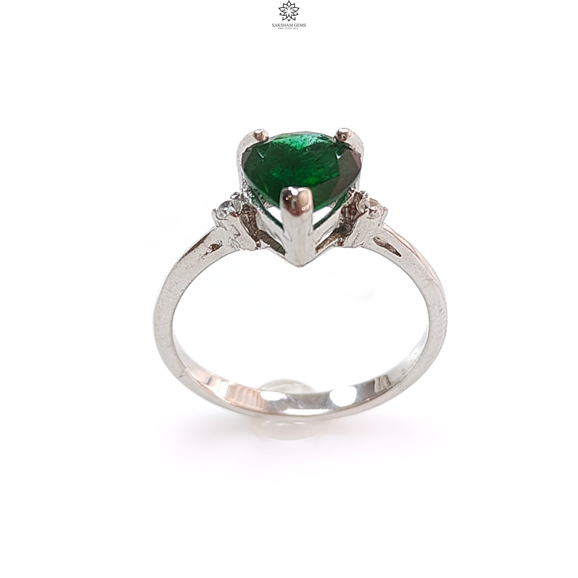 Natural Emerald Heart Ring - 1.67g Genuine Untreated Emerald Faceted Cut in 925 Sterling Silver Prong Setting, Size 5.5 US | Elegant Jewelry Gift for Women, Perfect for Valentine's Day, Anniversary & Special Occasions