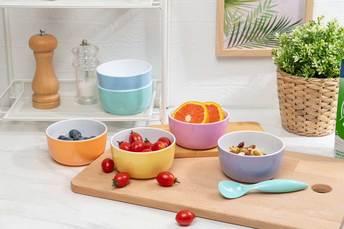 Bzyoo 6-Piece 4.25-Inch 11.8-Oz ColorPop Bowls Set - Pastel Colored Melamine Bowls for Snacks, Cereal, Ice Cream & Party Serving | Durable & Lightweight